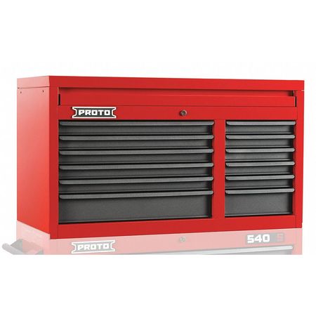 Proto 540 Top Chest, 12 Drawer, Red, Steel, 41 in W x 18 in D x 23 in H J544123-12SG