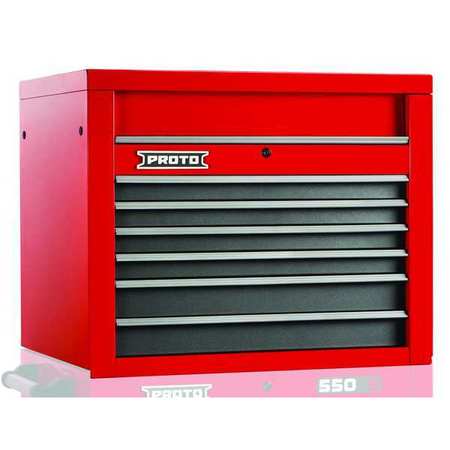 PROTO 550S Series Top Chest, 6 Drawer, Red/Gray, Steel, 34 in W x 25-1/4 in D x 27 in H J553427-6SG