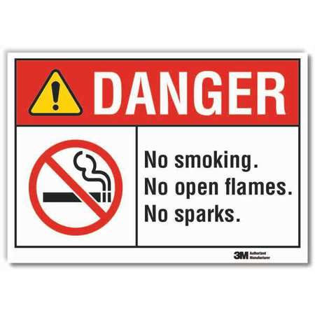 Lyle No Smoking Danger Reflective Label, 3 1/2 in H, 5 in W, Reflective Sheeting, LCU4-0172-RD_5x3.5 LCU4-0172-RD_5x3.5