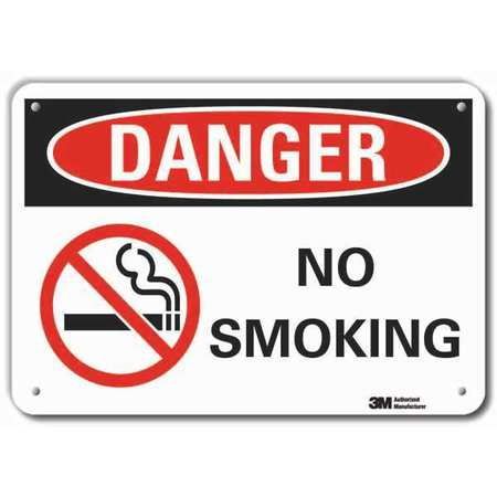 Lyle No Smoking Sign, 10" H, 14 in W, Horizontal Rectangle, English, LCU4-0272-RA_14x10 LCU4-0272-RA_14x10