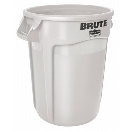 Rubbermaid Commercial 10 gal Round Trash Can, White, 15 5/8 in Dia, Open Top, Plastic FG261000WHT
