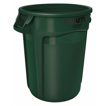 Rubbermaid Commercial BRUTE Trash Can, Round, 55 gal Capacity, 26 1/2 in W, 33 in H, Green FG265500DGRN