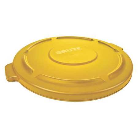 Rubbermaid Commercial 10 gal Flat Lid, 16 in W/Dia, Yellow, Resin, 0 Openings FG260900YEL