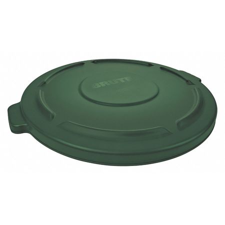 Rubbermaid Commercial 55 gal Flat Lid, 26 3/4 in W/Dia, Dark Green, Resin, 0 Openings FG265400DGRN