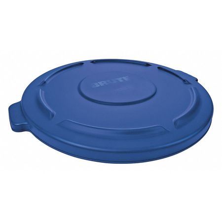 Rubbermaid Commercial 55 gal Flat Trash Can Lid, 26 3/4 in W/Dia, Blue, Resin, 0 Openings 1779733