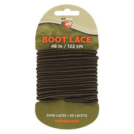 Sof Sole Shoe Laces, 48" L, Polyester, Gold Brown, PR 84724