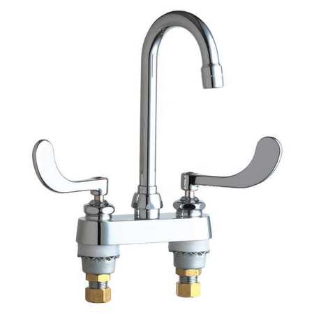 CHICAGO FAUCET Manual 4" Mount, Hot And Cold Water Sink Faucet, Chrome plated 895-317E35XKABCP