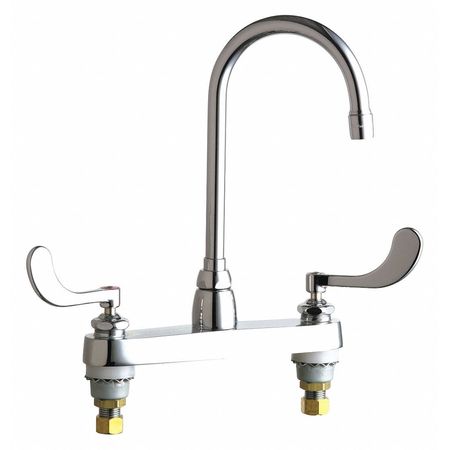 Chicago Faucet Manual, 8" Mount, Commercial 2 Hole Gooseneck Kitchen/Bathroom Faucet 1100-G2E3-317AB