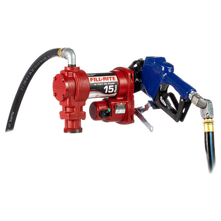 FILL-RITE Fuel Transfer Pump, 12V DC, 15 gpm Max. Flow Rate , 1/4 HP, Cast Iron, 1 in NPT Inlet FR1210HARC