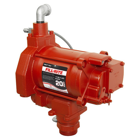 FILL-RITE Fuel Transfer Pump, 115V AC, 18 gpm Max. Flow Rate , 1/3 HP, Cast Iron, 1-1/4 in Inlet FR713V