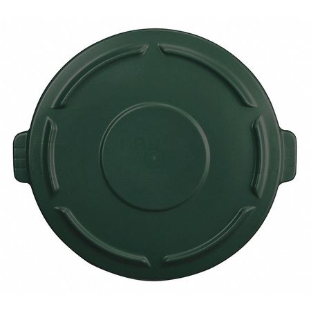 Rubbermaid Commercial 44 gal Flat Lid, 24 1/2 in W/Dia, Dark Green, Resin, 0 Openings FG264560DGRN