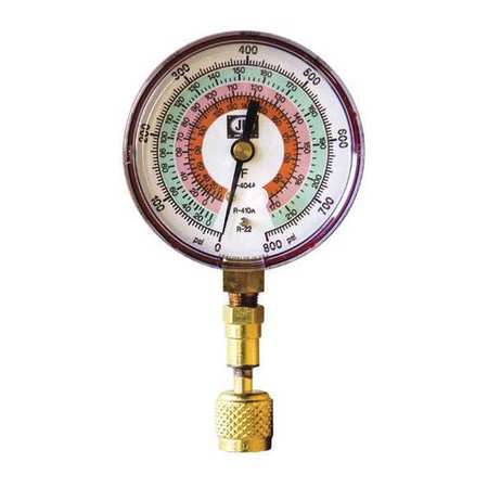 JB INDUSTRIES Test Gauge, Red, For R-22, R-404A, R-410A QC-G825