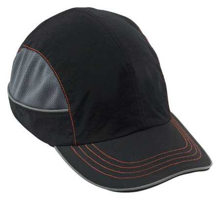 Skullerz By Ergodyne Bump Cap, Long Brim Baseball, ABS, Hook-and-Loop Suspension, Black, Fits Hat Size One Size Fits Most 8950