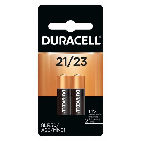 DURACELL Battery, Size 21/23, Alkaline, 12V, PK2 MN21