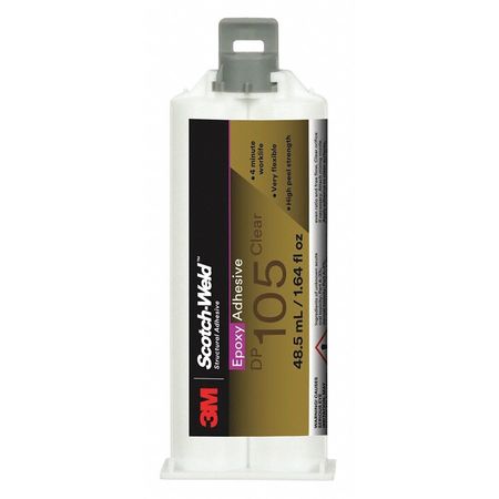 3M Epoxy Adhesive, DP105 Series, Off-White, Dual-Cartridge, 1:01 Mix Ratio, 20 min Functional Cure 105