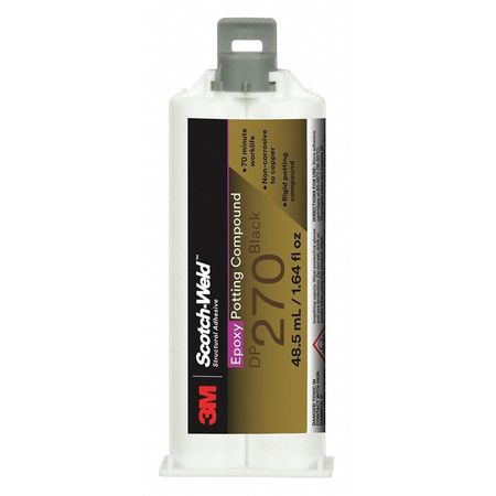 3M Epoxy Adhesive, DP270 Series, Clear, Dual-Cartridge, 1:01 Mix Ratio, 1 hr Functional Cure 270