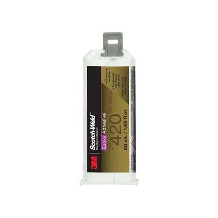 3M Epoxy Adhesive, DP420 Series, Off-White, Dual-Cartridge, 2:01 Mix Ratio, 2 hr Functional Cure DP420