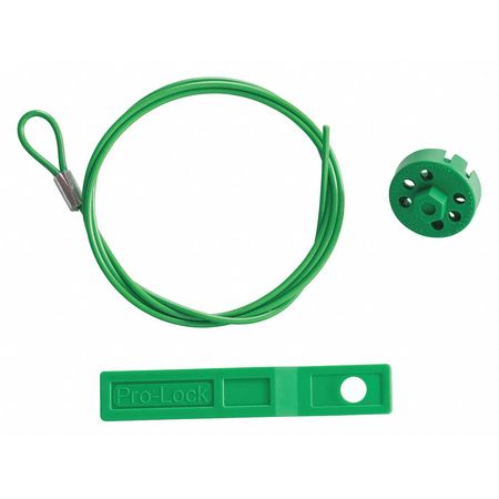 BRADY Cable Lockout, Green, 5 ft. L Cable 122252
