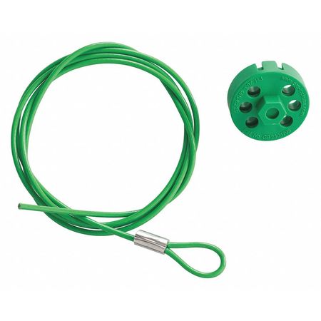 BRADY Cable Lockout, Green, 5 ft. L Cable 122255