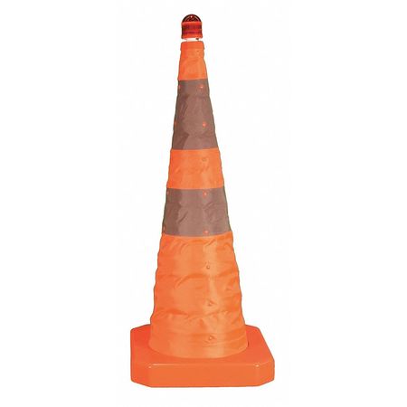 Zoro Select Collapsible Traffic Cone, 28" H, Plastic 03-500-80G