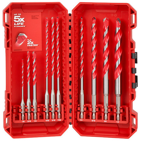 Milwaukee Tool 10 pc. SHOCKWAVE Impact Duty Carbide Hammer Drill Bit Set 48-20-9058