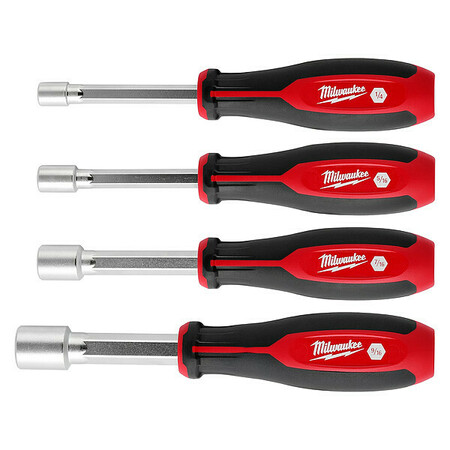 MILWAUKEE TOOL Nut Driver Set, PP Handle, 7 in L, 4 pcs 48-22-2444