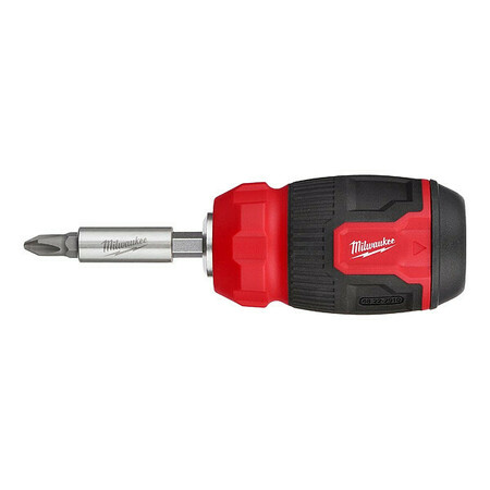 MILWAUKEE TOOL Multi-Bit Screwdriver, Chrome, 9 pcs 48-22-2910