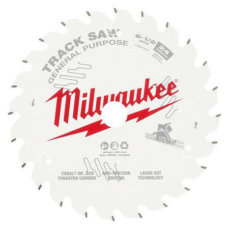 MILWAUKEE TOOL Track Saw Blade, 0.063" Thick, Round Arbor 48-40-0624
