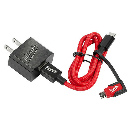 MILWAUKEE TOOL USB-C, 2.1A Charger w/USB Adaptor, 3ft 48-59-1209