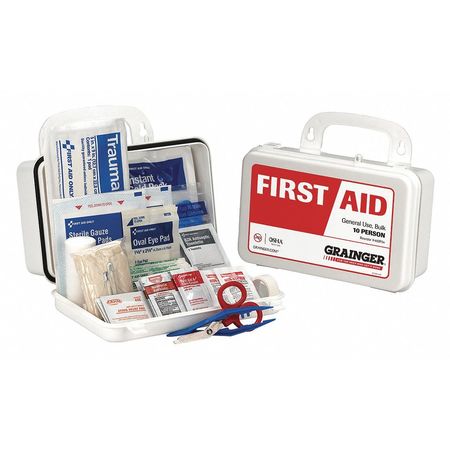 ZORO SELECT First Aid Kit, Serves 10 People, 55 Components, OSHA Compliant, Plastic Case 59287