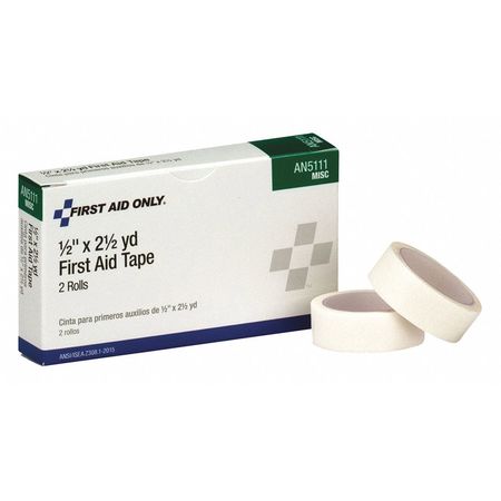 Zoro Select First Aid Tape, White, 1/2" Wx2-1/2 yd. L AN51111