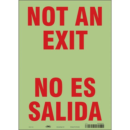 Condor Not An Exit Sign, English, Spanish, 10" W, 14" H, Vinyl, White 480H80
