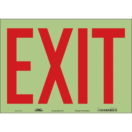 CONDOR Exit Sign, English, 14" W, 10" H, Vinyl, White 480L82