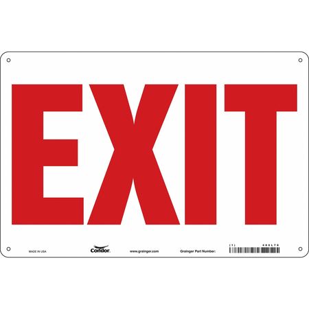 CONDOR Exit Sign, English, 36" W, 24" H, Aluminum, White 480L78