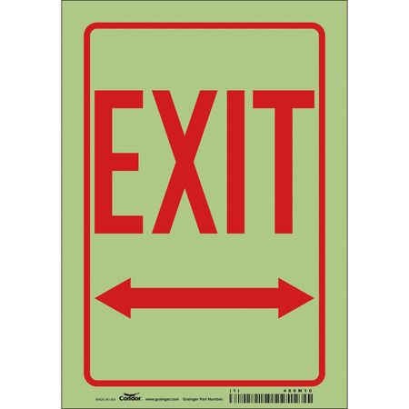 CONDOR Exit Sign, English, 7" W, 10" H, Vinyl, White 480M10