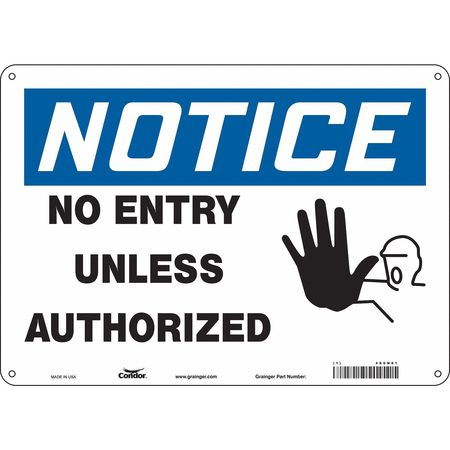 CONDOR Safety Sign, 10 in Height, 14 in Width, Aluminum, Horizontal Rectangle, English, 480N61 480N61