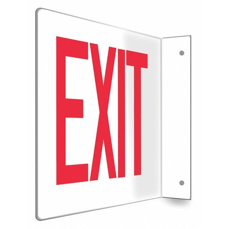 CONDOR Exit Sign, English, 12" W, 8" H, Plastic, White 480W76
