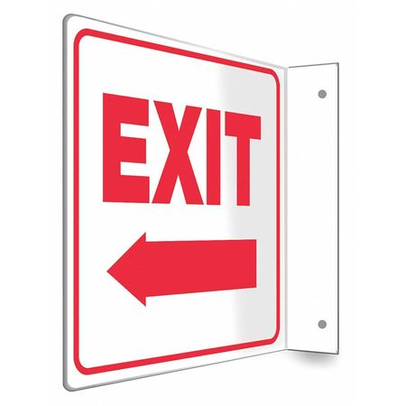 CONDOR Exit Sign, English, 8" W, 8" H, Plastic, White 480W77