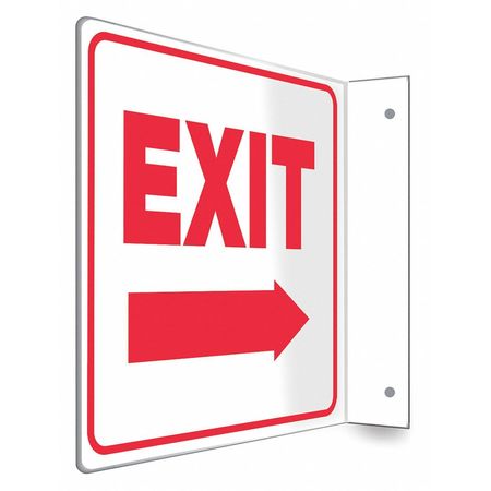 CONDOR Exit Sign, English, 8" W, 8" H, Plastic, White 480W78