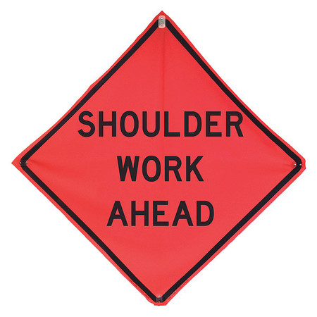 EASTERN METAL SIGNS AND SAFETY Shoulder Work Traffic Sign, 48 in Height, 48 in Width, Polyester, PVC, Diamond, English 41G431