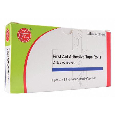 ZORO SELECT First Aid Tape, Wt, 1/2" Wx2-1/2 yd. L, PK2 9999-0201
