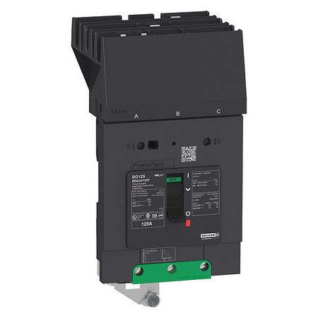 SQUARE D Molded Case Circuit Breaker, BDA Series 110A, 3 Pole, 277/480V AC, B Curve BDA34110Y