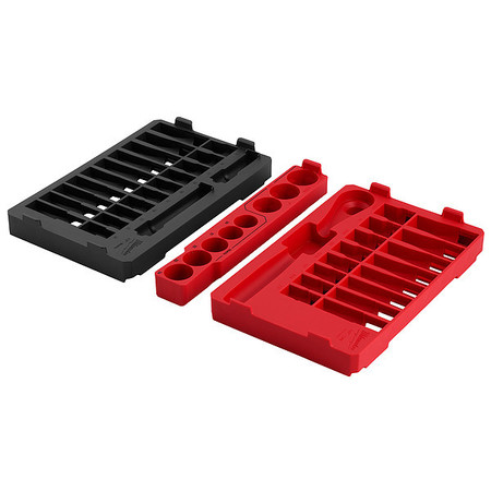 Milwaukee Tool 47 pc. 1/2 in. Drive SAE and Metric Ratchet and Socket Trays for PACKOUT Low-Profile Organizer 48-22-9487T