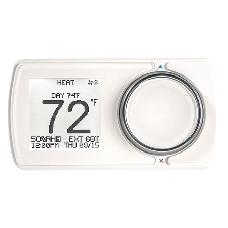 LUX Low Voltage Thermostat, 7 Programs, 2 H 3 C, Wall Mount, 24V, AA-Lithium, Micro-USB, Power Bridge GEOX-WH-005