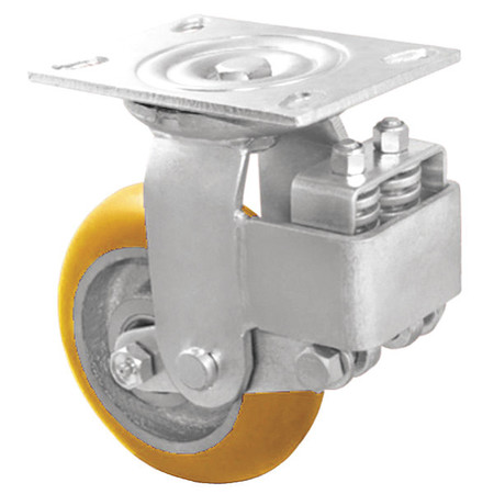 Zoro Select Plate Caster, 500 lb. Ld Rating, Yl Wheel P22S-UA080R-14