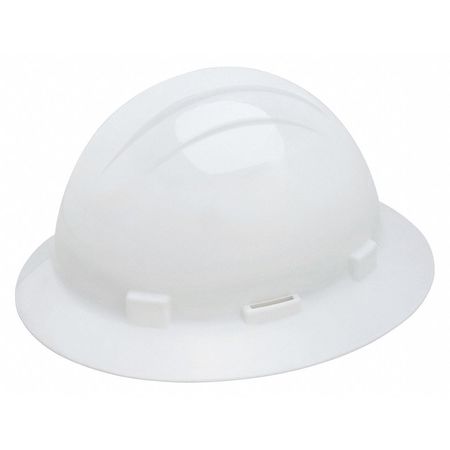 Erb Safety Full Brim Hard Hat, Type 1, Class E, Ratchet (4-Point), White 19261