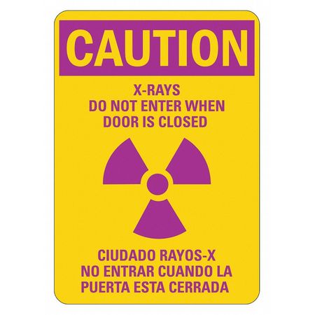 LYLE Radiation Sign, 10 in Height, 7 in Width, Plastic, Horizontal Rectangle, English, Spanish LCU1-0011-NP_7x10