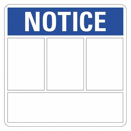 LYLE Notice Sign, 10" W, 10" H, English, Recycled Plastic, Blue, White LCU1-2001-NP_10x10