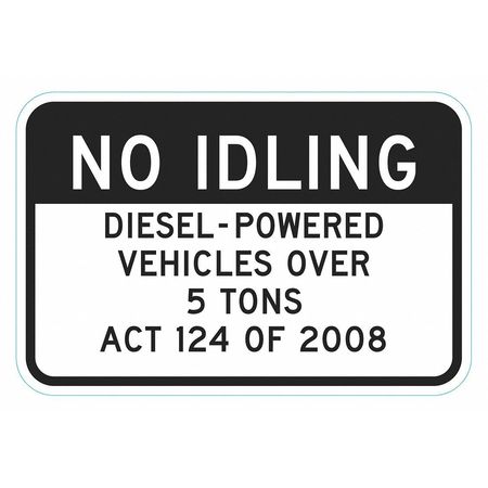 LYLE No Idling Parking Sign, 18" W, 12" H, English, Aluminum T1-6285-HI_18x12