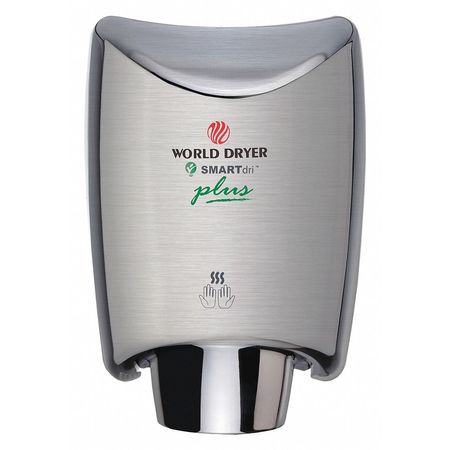 WORLD DRYER Brushed Stainless, No ADA, 110 to 120 VAC, Automatic Hand Dryer K-973P2